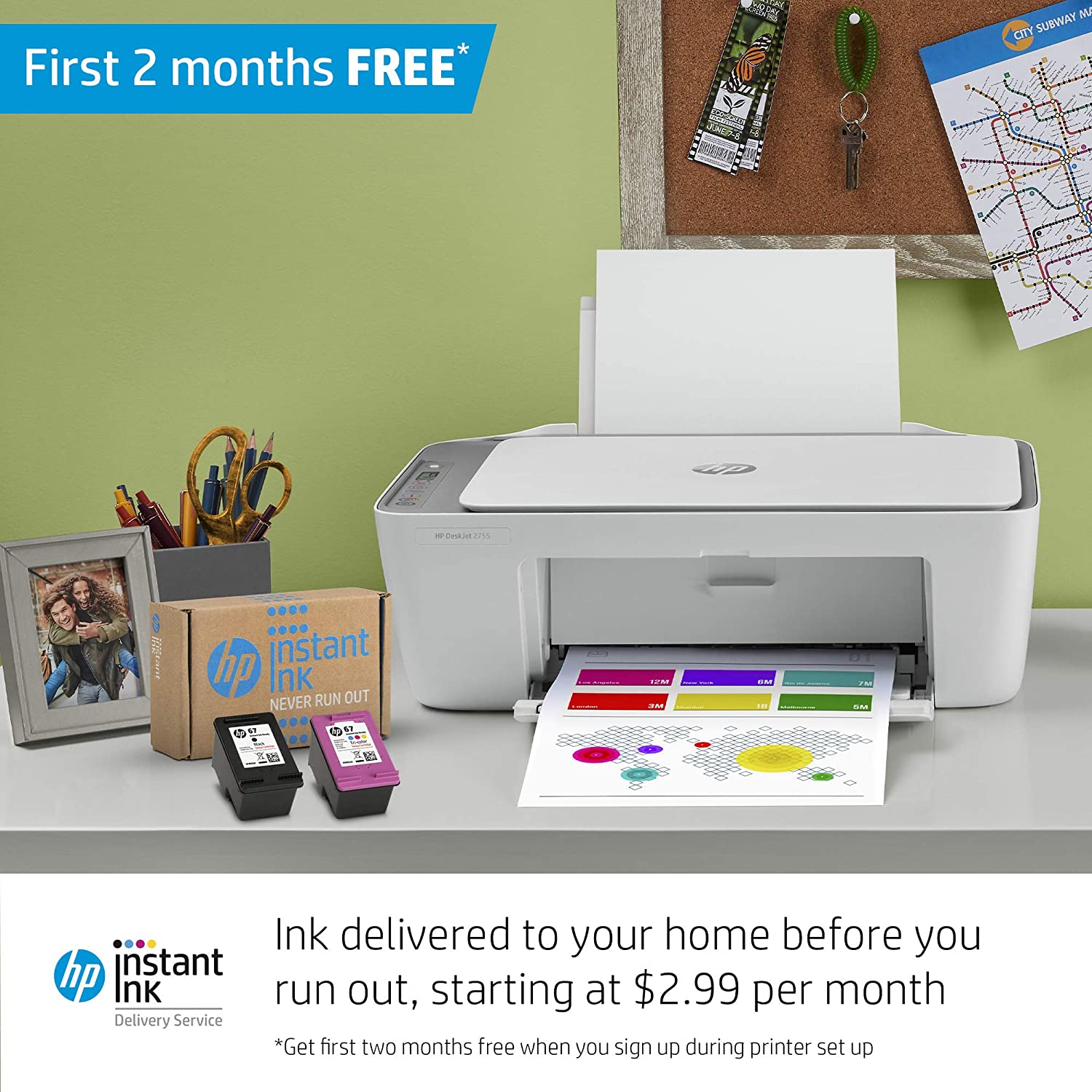 HP DeskJet 2755 Wireless All-in-One Printer, Mobile Print, Scan & Copy, HP Instant Ink Ready, Works with Alexa (3XV17A) HP DeskJet 2755 Wireless All-in-One Printer, Mobile Print, Scan & Copy, HP Instant Ink Ready, Works with Alexa (3XV17A)